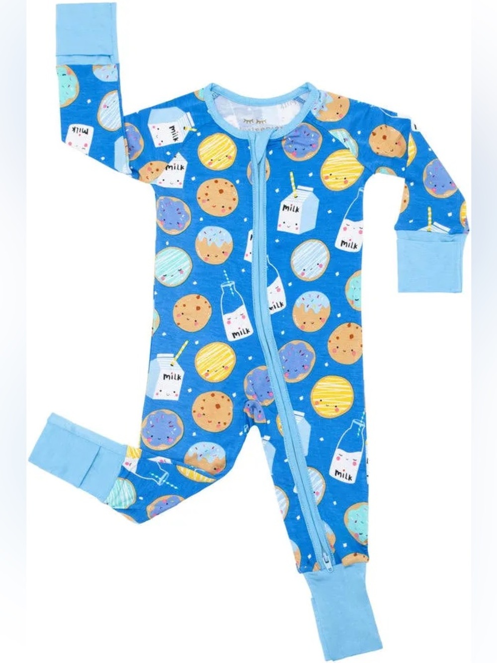 Little Sleepies Blue Cookies & Milk Lunaluxe Bamboo Zippy - Size 18–24M